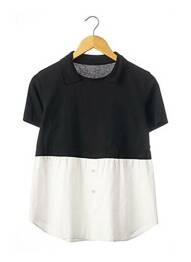 Top tissage jersey manches courtes noir YOHANIX femme
