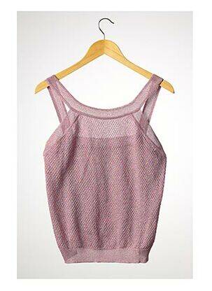 Pull finition bords-côtes fines bretelles rose MAX & MOI femme
