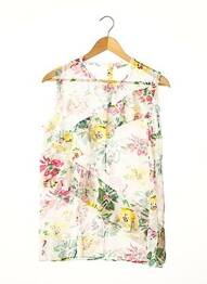 Top imprimé fantaisie sans manche blanc EMANUEL UNGARO femme
