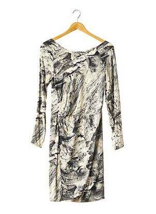 Robe mi-longue imprimé fantaisie manches longues noir GESTUZ femme