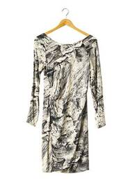 Robe mi-longue imprimé fantaisie manches longues noir GESTUZ femme