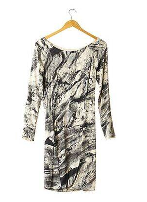 Robe mi-longue imprimé fantaisie manches longues noir GESTUZ femme