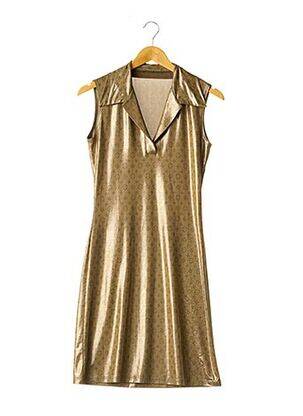 Robe mi-longue imprimé fantaisie sans manche jaune SANS MARQUE femme