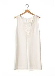Robe mi-longue tissage crêpe sans manche blanc ATHÉ femme