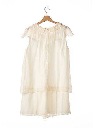 Robe mi-longue coupe fluide manches courtes beige HEIMSTONE femme