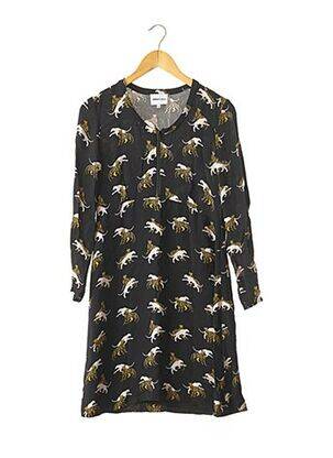 Robe mi-longue tissage crêpe manches longues noir BIMBA Y LOLA femme