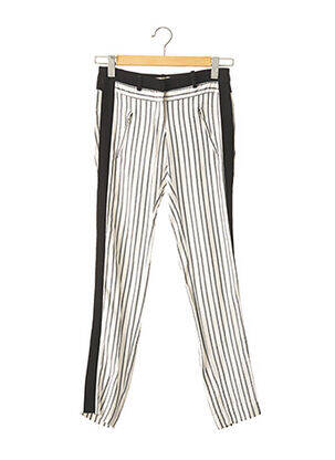 Pantalon droit fermeture zippée sous rabat avec crochet taille normale blanc MAJE femme