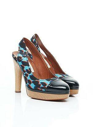 Escarpins tissage vernis talon haut de 10cm et plus bleu LANVIN femme