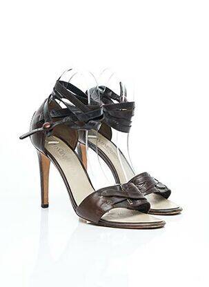 Sandales/nu pieds matière lisse talon haut de 10cm et plus marron YVES SAINT LAURENT femme