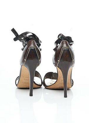 Sandales/nu pieds matière lisse talon haut de 10cm et plus marron YVES SAINT LAURENT femme