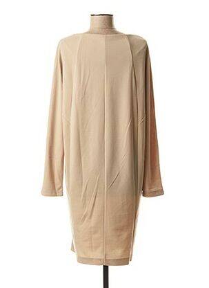 Robe mi-longue tissage crêpe manches longues beige NINATI femme