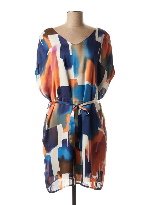 Robe mi-longue manches courtes manches courtes bleu LA FEE MARABOUTEE femme