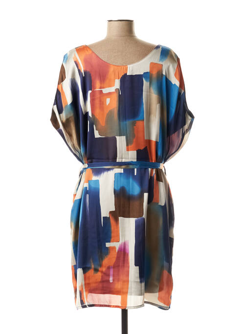 Robe mi-longue manches courtes manches courtes bleu LA FEE MARABOUTEE femme