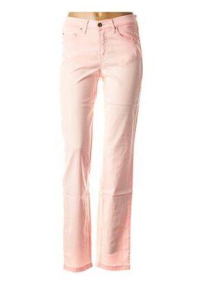 Pantalon droit stretch taille haute rose LCDN femme