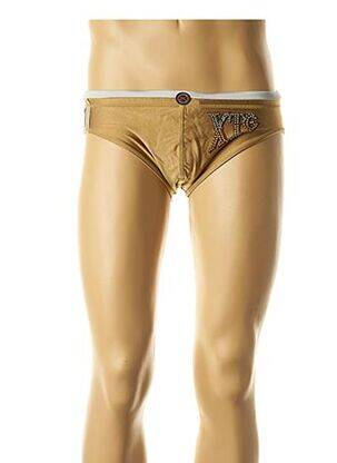 Slip de bain tissage satiné marron XTG homme