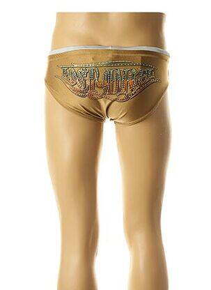 Slip de bain tissage satiné marron XTG homme