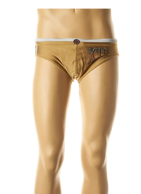 Slip de bain tissage satiné marron XTG homme