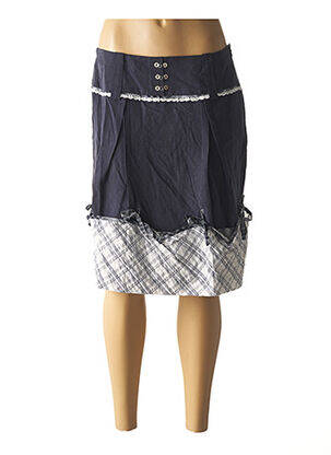Jupe mi-longue fermeture zip latéral bleu O.K.S femme