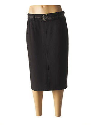 Jupe mi-longue coupe droite noir LEBEK femme