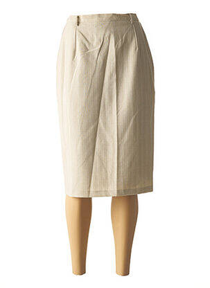 Jupe mi-longue coupe droite beige GRIFFON femme