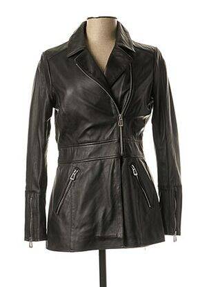 Veste en cuir noir ROSE GARDEN pour femme