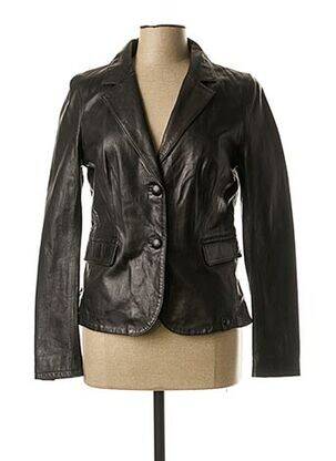 Veste en cuir noir ROSE GARDEN pour femme