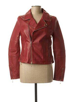 Veste en cuir rouge ROSE GARDEN pour femme