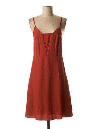 Robe mi-longue fermeture zippée au dos fines bretelles marron SESSUN femme
