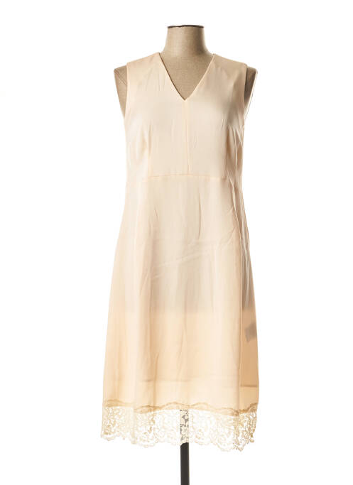 Robe mi-longue tissage crêpe sans manche chair SET femme