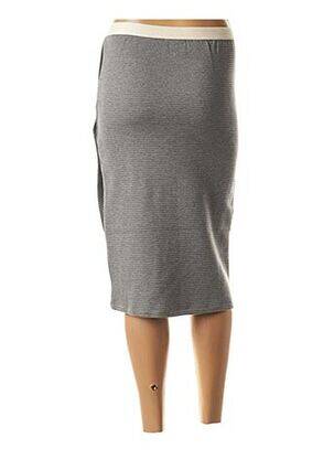 Jupe mi-longue stretch gris DROLATIC femme