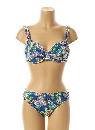 Maillot de bain 2 pièces stretch bleu BELCOR femme