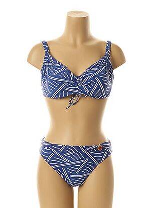 Maillot de bain 2 pièces stretch haut soutien-gorge emboitant bleu BELCOR femme