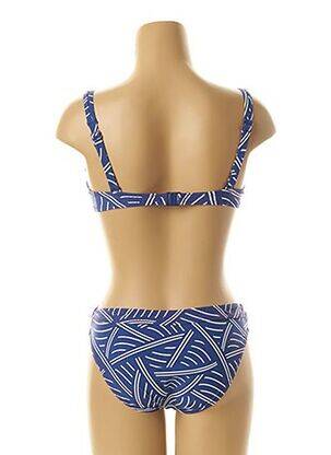Maillot de bain 2 pièces stretch haut soutien-gorge emboitant bleu BELCOR femme