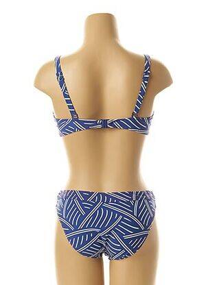 Maillot de bain 2 pièces stretch haut soutien-gorge emboitant bleu BELCOR femme