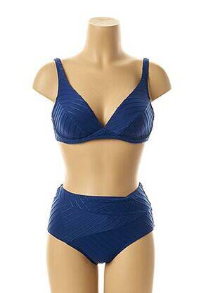 Maillot de bain 2 pièces fermeture clip bleu LOU femme