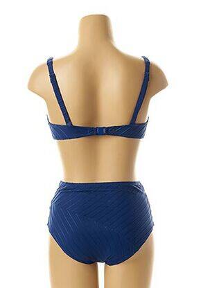 Maillot de bain 2 pièces fermeture clip bleu LOU femme