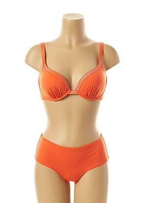 Maillot de bain 2 pièces fermeture clip haut triangles orange SIMONE PERELE femme
