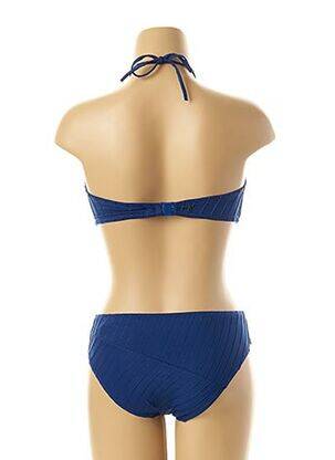 Maillot de bain 2 pièces stretch haut soutien-gorge moulé bleu LOU femme