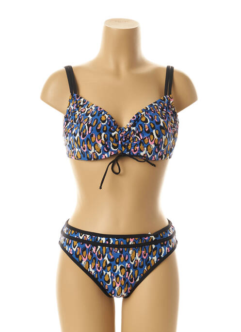 Maillot de bain 2 pièces stretch bleu BELCOR femme