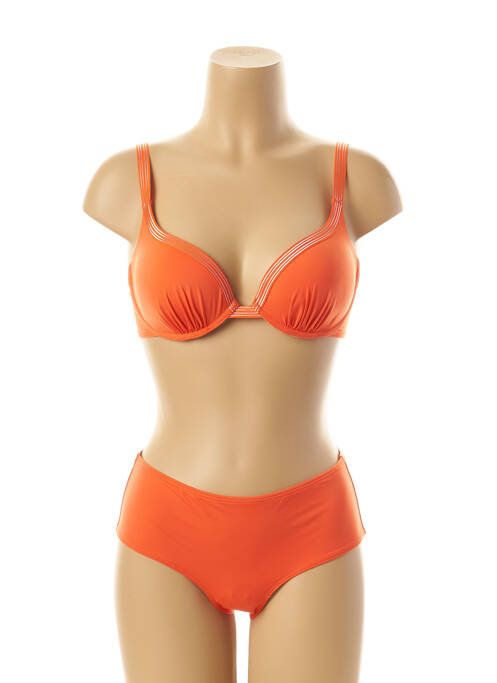 Maillot de bain 2 pièces fermeture clip haut triangles orange SIMONE PERELE femme