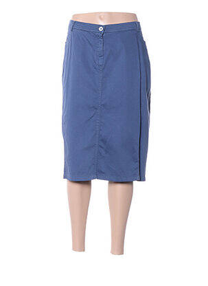 Jupe mi-longue coupe droite bleu GUY DUBOUIS femme