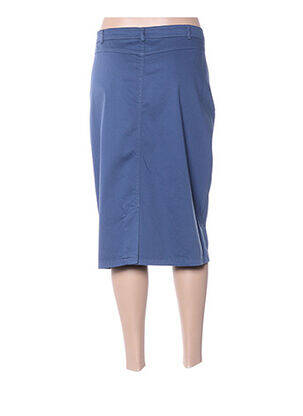 Jupe mi-longue coupe droite bleu GUY DUBOUIS femme