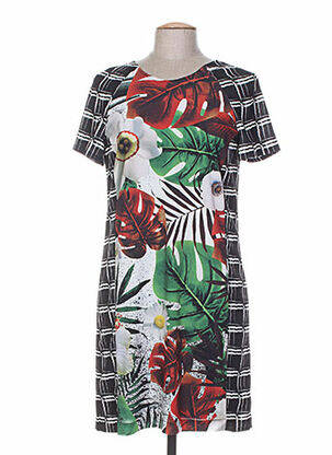 Robe mi-longue imprimé fantaisie manches courtes noir G!OZE femme