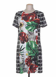 Robe mi-longue imprimé fantaisie manches courtes noir G!OZE femme