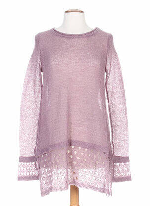 Pull tunique col rond manches longues violet G!OZE femme
