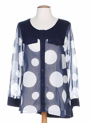Chemisier coupe droite manches longues bleu G!OZE femme