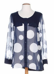 Chemisier coupe droite manches longues bleu G!OZE femme
