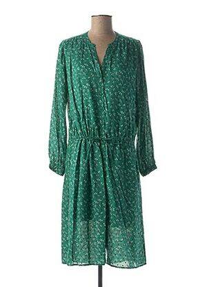 Robe mi-longue imprimé fleurs manches longues vert SWILDENS femme