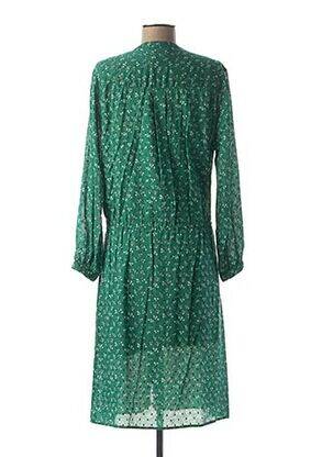 Robe mi-longue imprimé fleurs manches longues vert SWILDENS femme