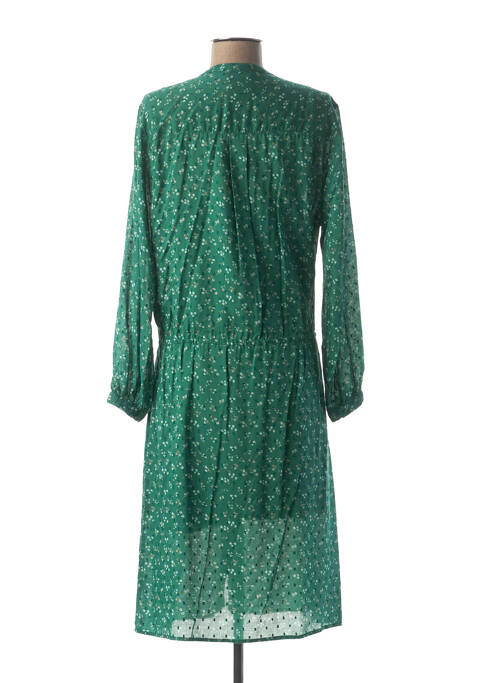 Robe mi-longue imprimé fleurs manches longues vert SWILDENS femme